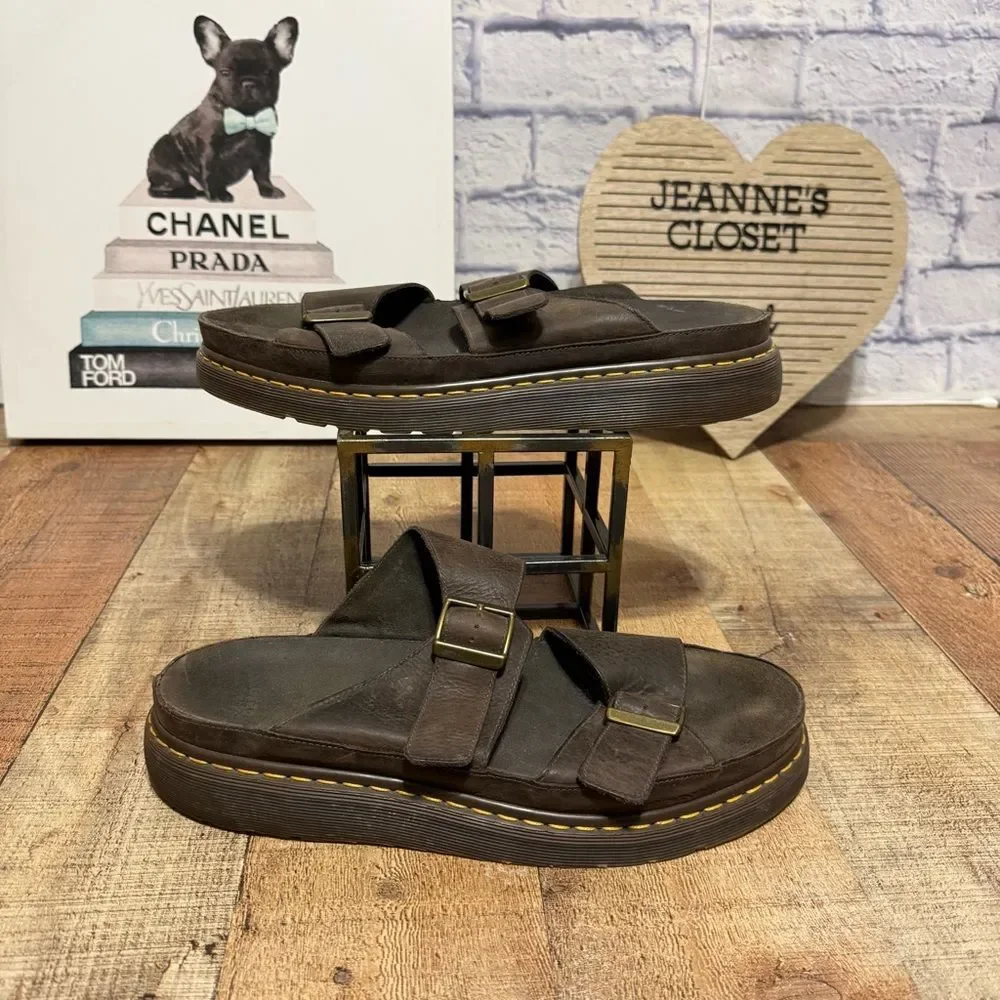 Vintage Dr. Martens Mens Cyprus Air Waves Leather Slide Sandals Size 14 Brown